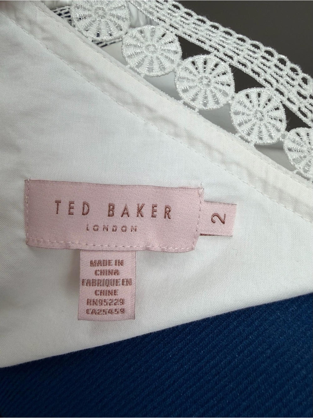 Ted Baker Off-White One-Shoulder Dress with Lace Trim - Picture 9 of 11
